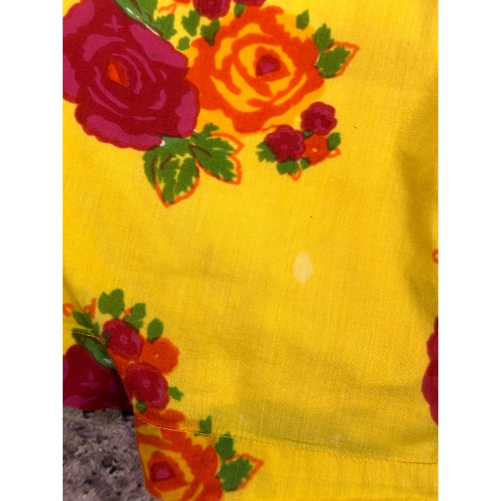 J Peterman‎ Company Yellow Floral Rose Wide Leg Cotton Pants XS Made in India - Picture 10 of 15